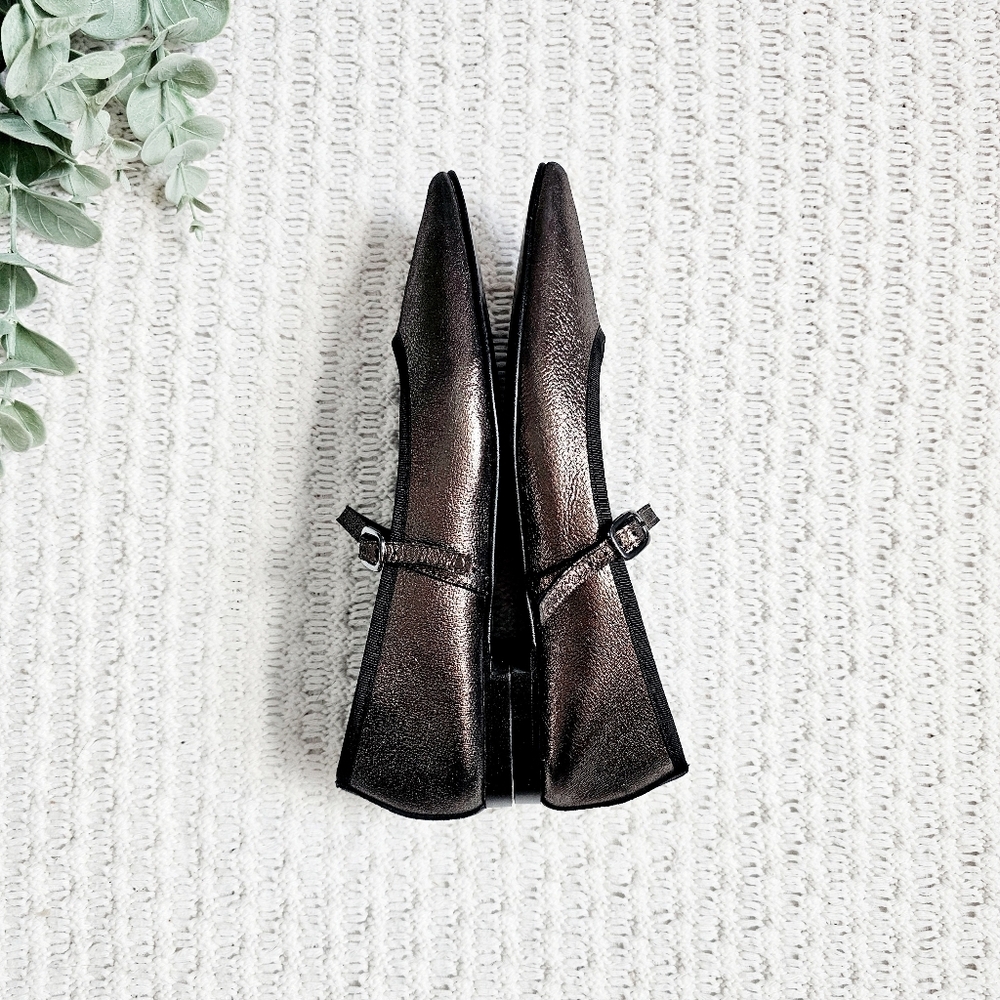 Anthropolgie Maypol Mary Jane Ballet Flats Metallic Bronze Leather 40 9.5 - Picture 6 of 12